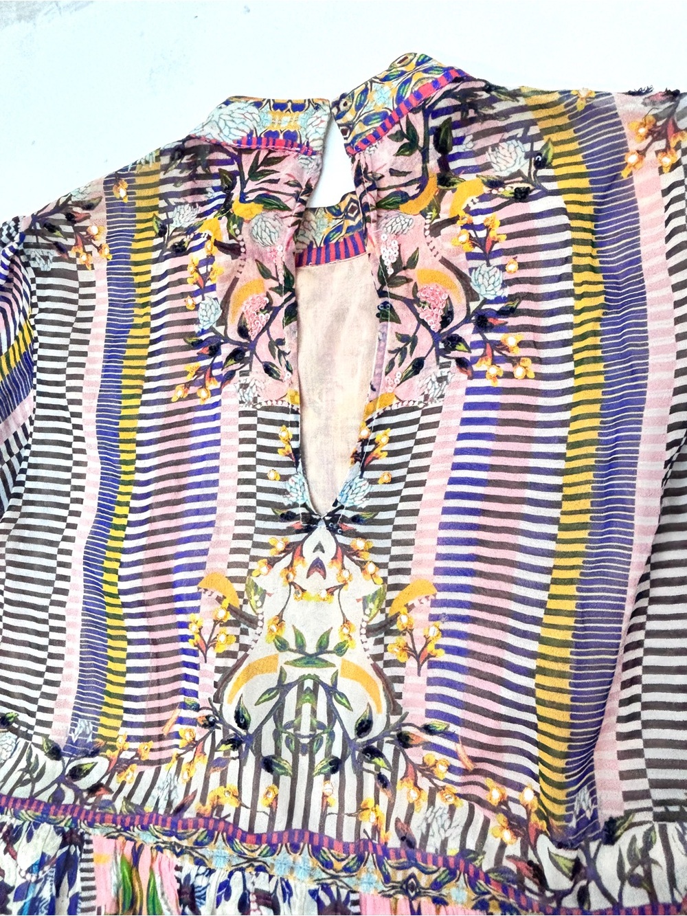 Anthropologie Boho Bhanuni by Jyoti Anastasia Sequin Floral Maxi Dress Large 12 - Picture 10 of 15